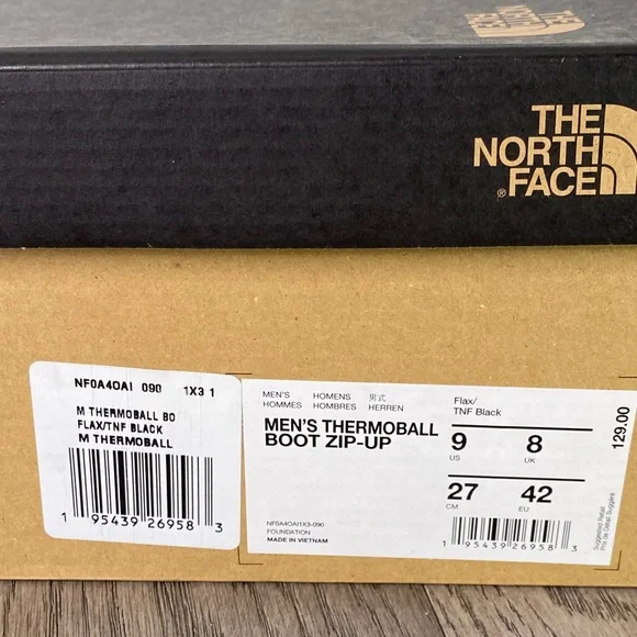 The North Face Men’s 9 Thermoball Zip Up Taupe Lace-Up Insulated Boots - Picture 14 of 14